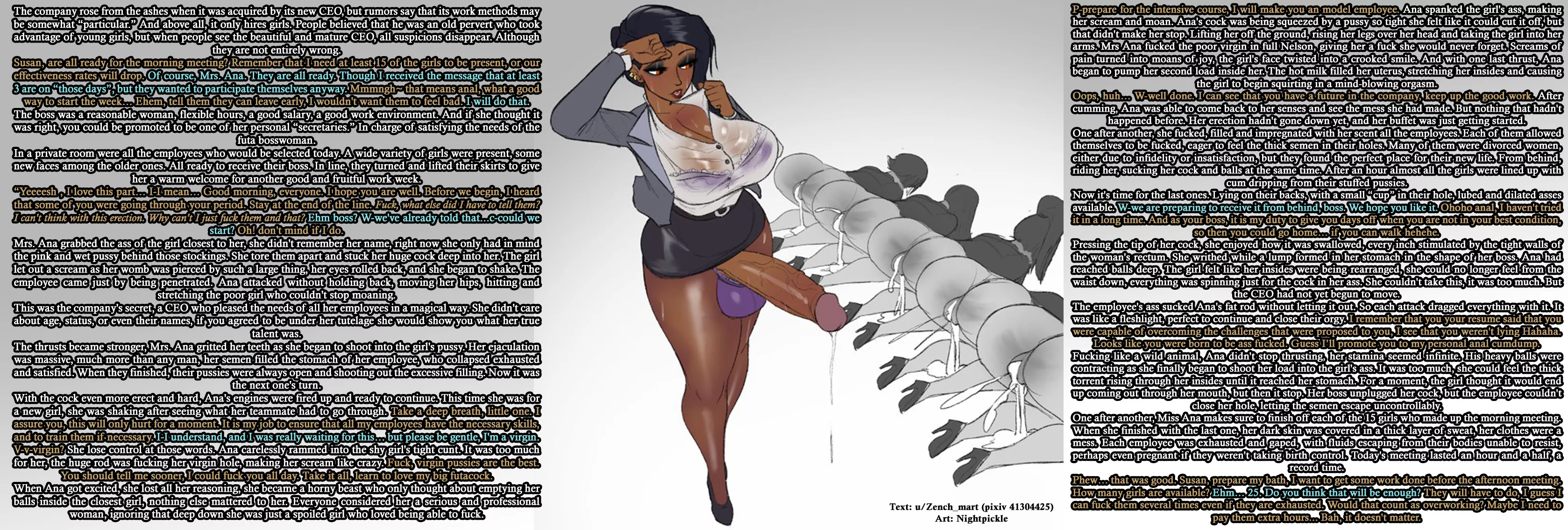 Meeting the needs of the company [Futanari] [Orgy] [Anal] [Creampie] [Breeding] [Commission] | Art: Nightpickle