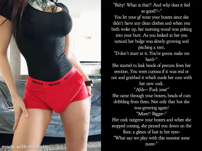 Your gf went to sleep wearing your boxers and ended up filling them out better than you~