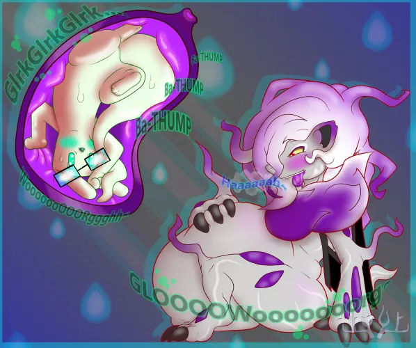 {Image} Hisuian Zoroarc find himself a slugcat snack~ (OC art by me, AtelierPhos)