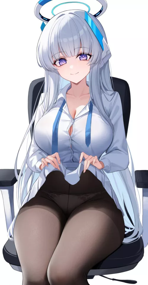 Noa lifting her skirt