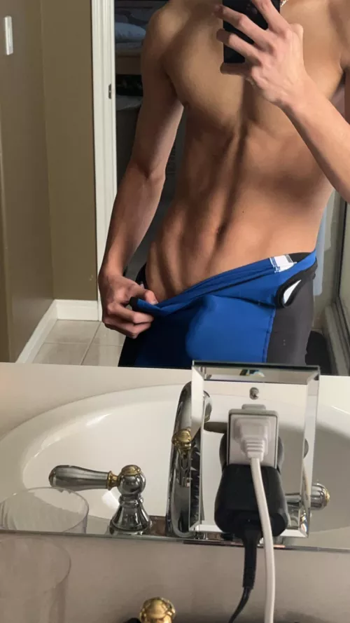 Wrestler needs his joi coach, or wrestling coach to help him blow