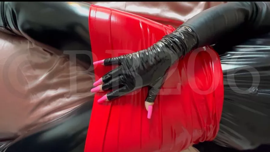 I love my red latex skirt