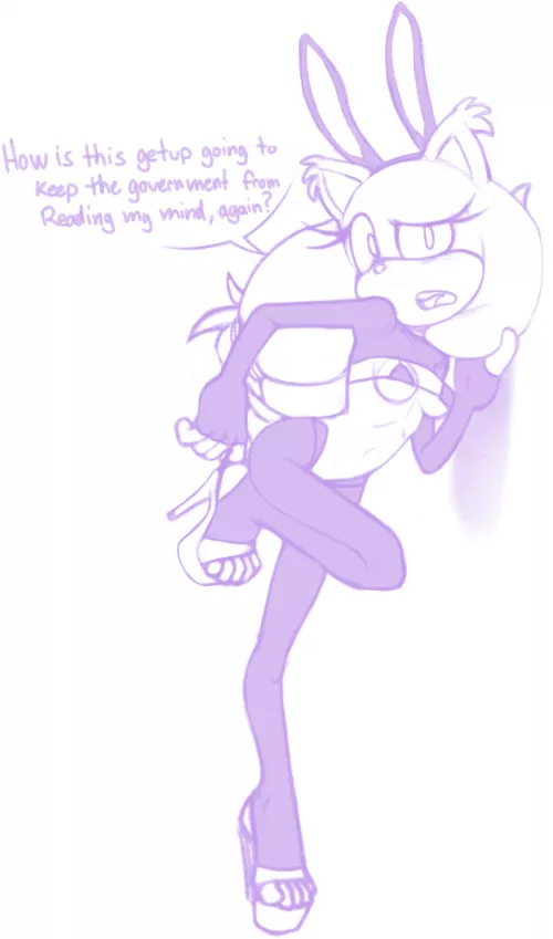 Sticks tricked into wearing a reverse bunny suit (Artist:MisplacedLines)