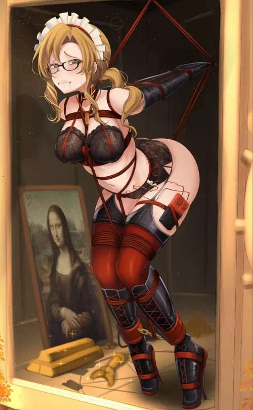 Sir told me that my body was like a work of art... so he tied me up like this and now im here... The musuem opens again in a few hours. God I hope hes back before then! (Dankestofdans)