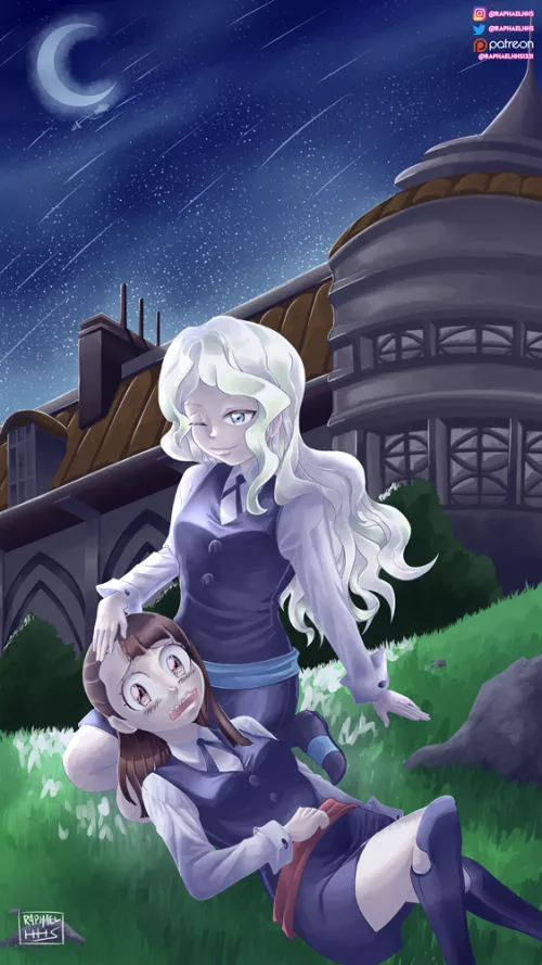 Biweekly posting yuri couples. This is one of my favorites, their dynamic on the show was great. [Little Witch Academia] [OC]