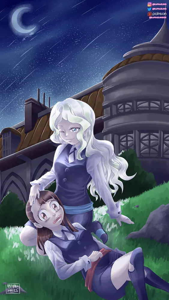 Biweekly posting yuri couples. This is one of my favorites, their dynamic on the show was great. [Little Witch Academia] [OC]