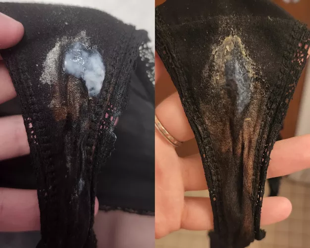 day one vs two on this black thong😋