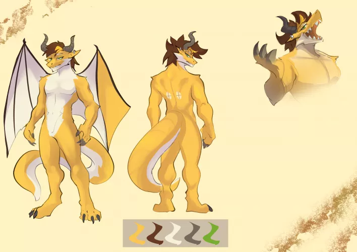 Most recent ref sheet for orion! (art by me)