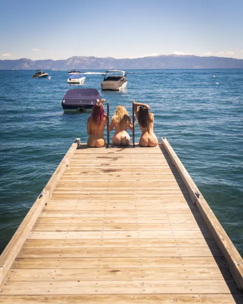 Soaking up the sun and contemplating going for a cold dip