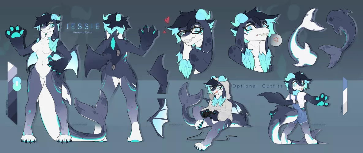 Ref sheet fof a gorgeous orcadragon! (Art by me)