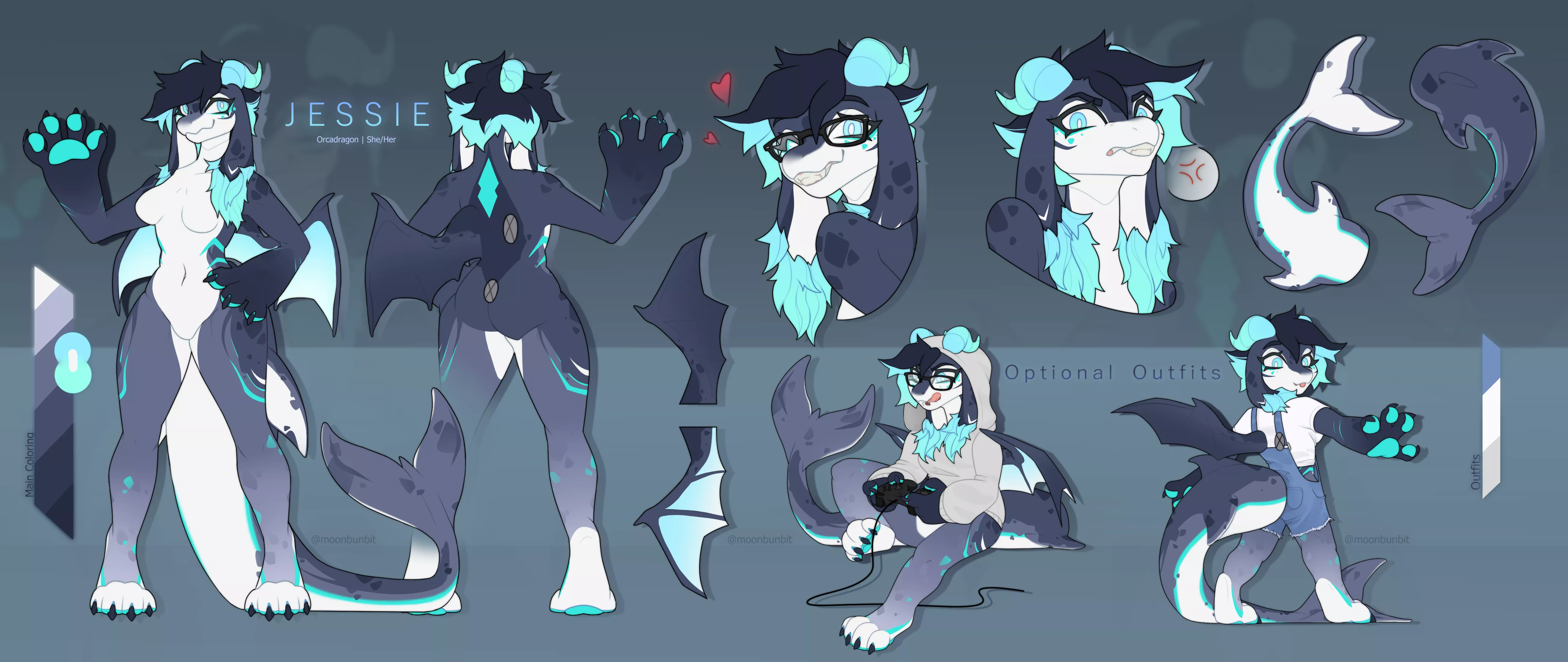 Ref sheet fof a gorgeous orcadragon! (Art by me)