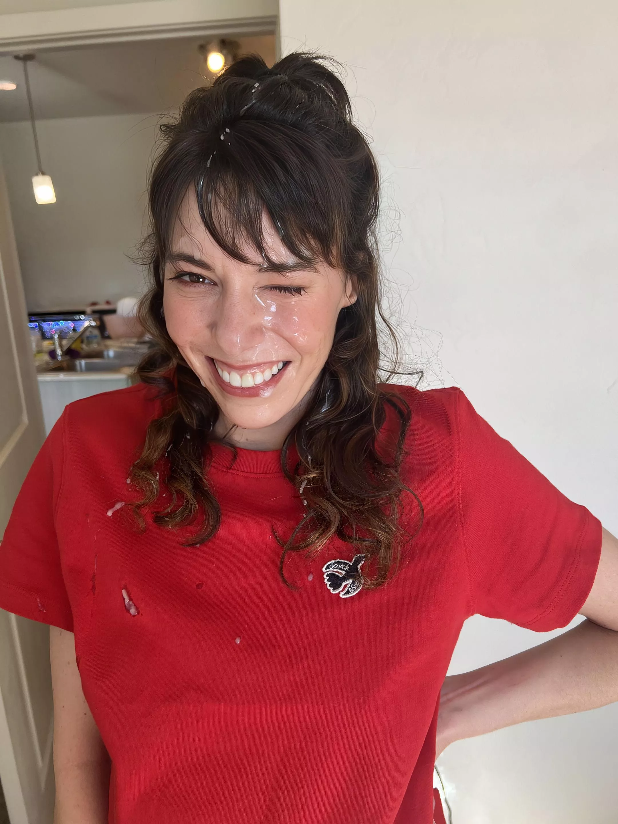 Cutest milf-next-door, drenched in cum!