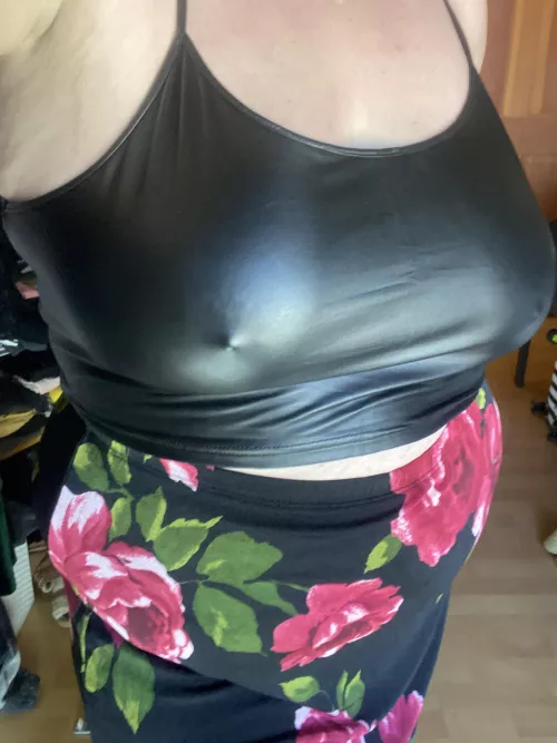 My leather crop top shows everything 