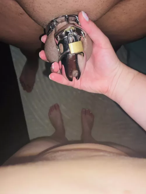 My story yesterday seemed to get a lot of attention. Here I am locked for her 🔐