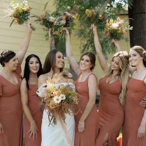 Bridesmaids and the bride
