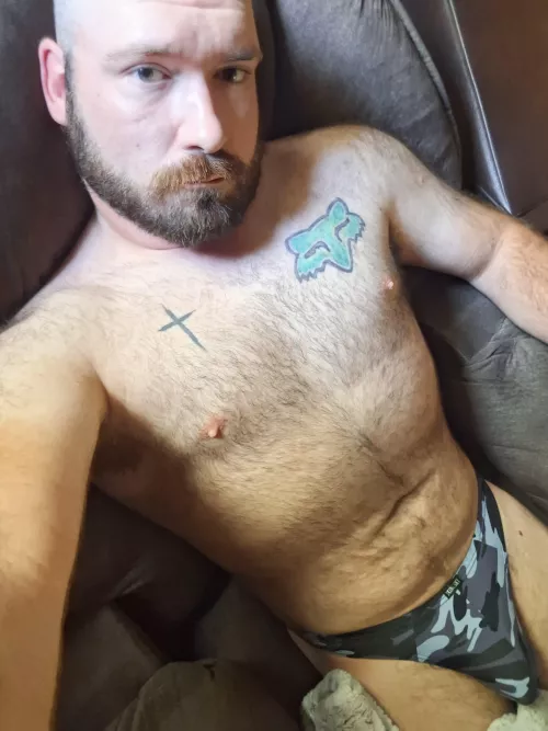 Masculine men in thongs.