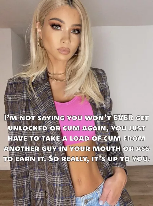 Decisions… What’s it to be, chastity boi?