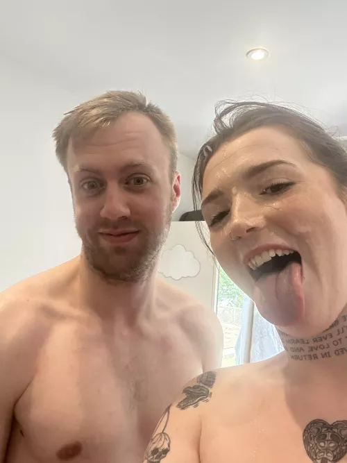 I took this selfie to remind myself how good this gorgeous guy's cum is