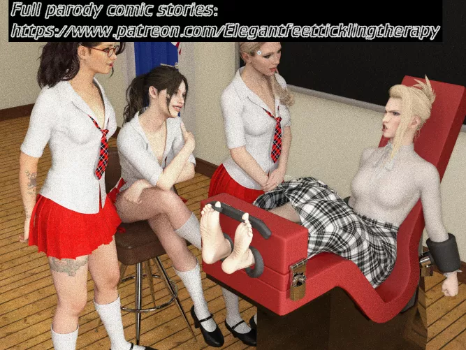 Parody 3d comic schoolgirls tickles their schoolmarm´s feet