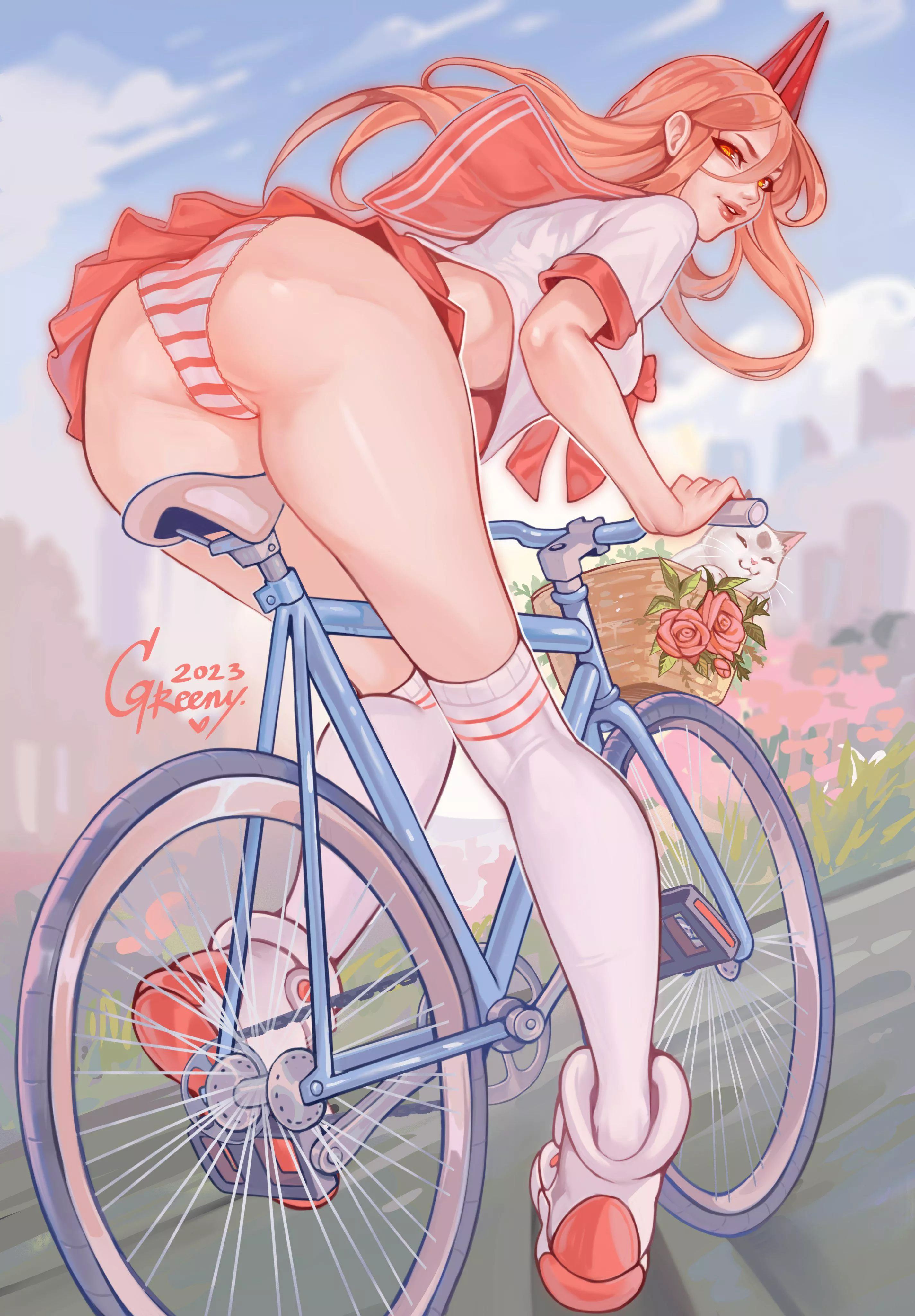 Power Riding a Bike (greenu) [Chainsaw Man]