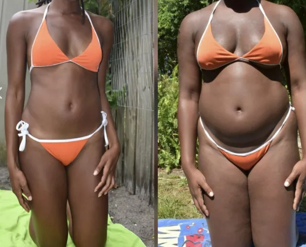 Same bikini just a few pounds difference