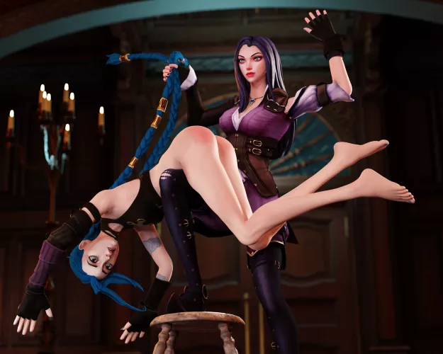 Jinx spanked by Caitlyn (KinkBlink)