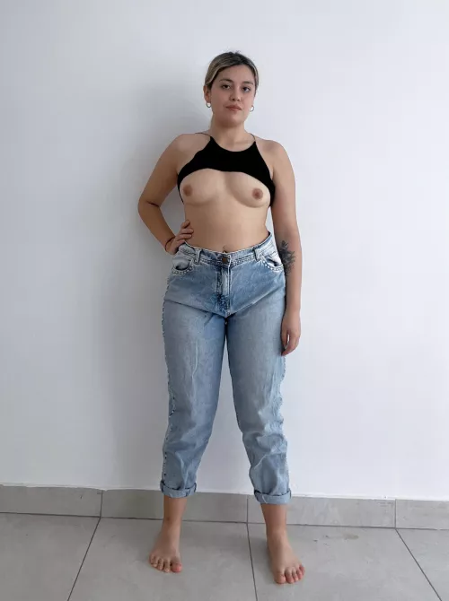 Topless and also showing my feet