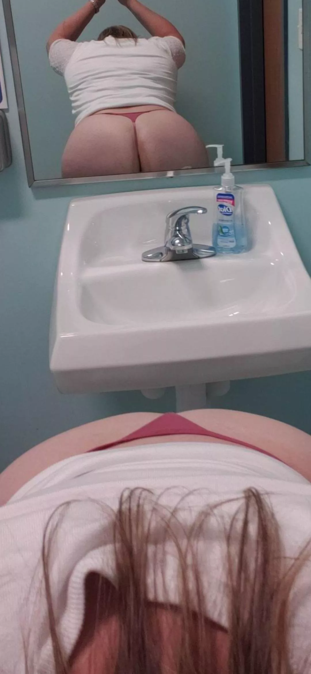 Being naughty in the school bathroom during practice.   F43