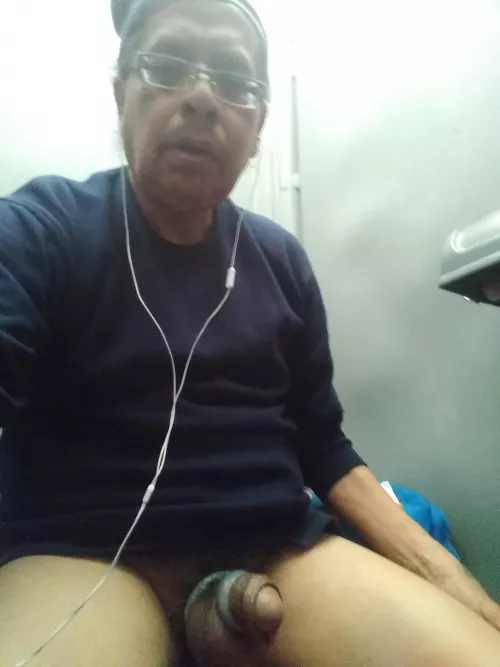 Horny exposing daddy perv in the park porta potty