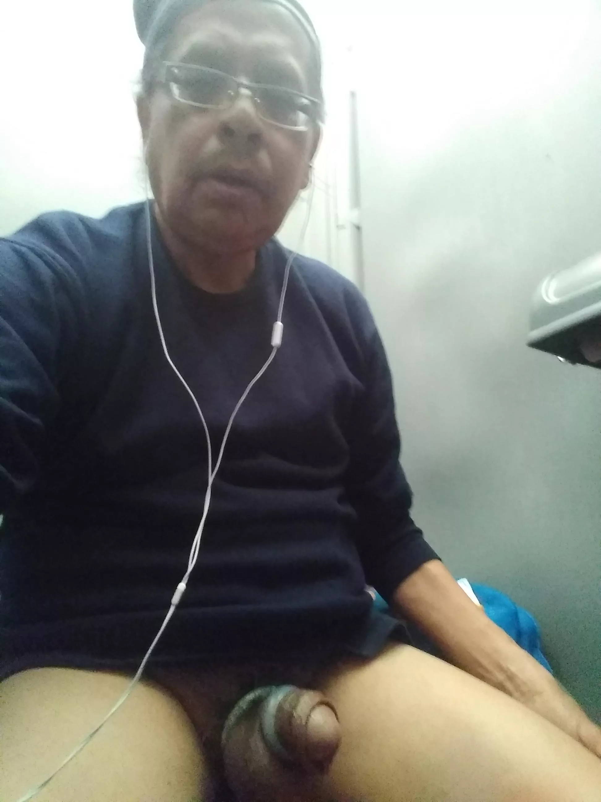 Horny exposing daddy perv in the park porta potty