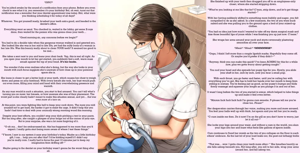 Birthday Cleaning [F4M] [Femsub] [Big Boobs] [Boob Focus] [Breast Smothering] [Wholesome] [Missionary] [Exhibitionism] [Dentist] [Cum Inside] [Kisses] [Male POV] [Artist: sakuranotomoruhie]