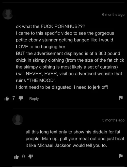 Interesting fat-phobic exchange