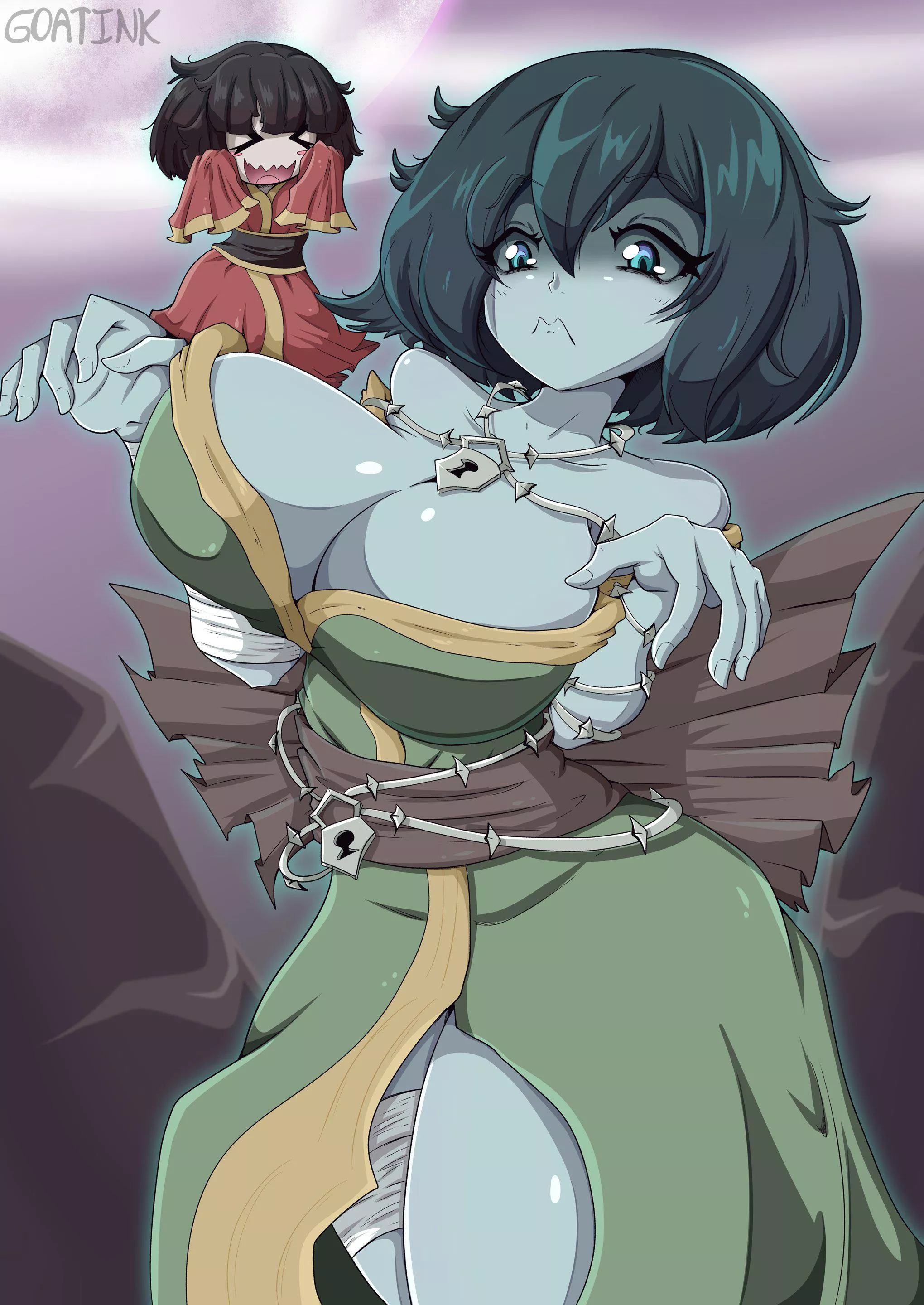 Kasumi is a cute ghost, with massive tits (Goatink)