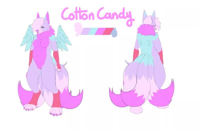 New ref for my fursona (Cotton Candy)