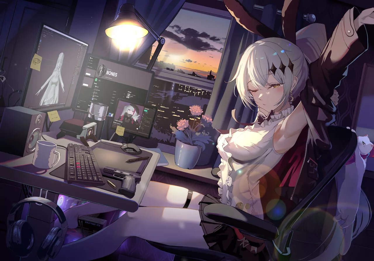 FN Five-seveN in front of the PC (NIAC) [Girls' Frontline]