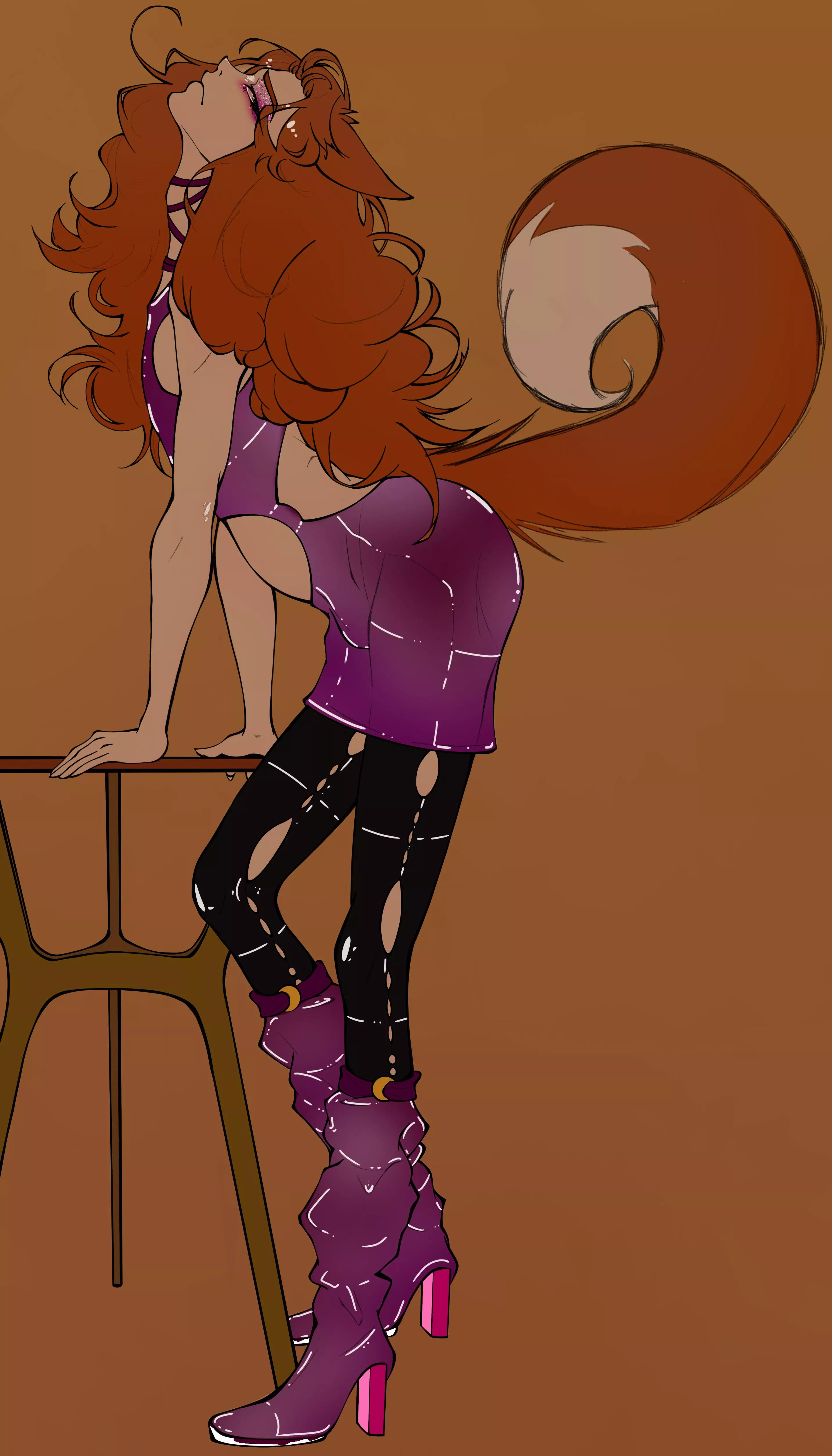 Yuneno modelling another rubber outfit (art and character by me - AkKik!)