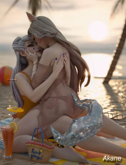 Ahri and Evelynn on Beach (Mrs Akane)