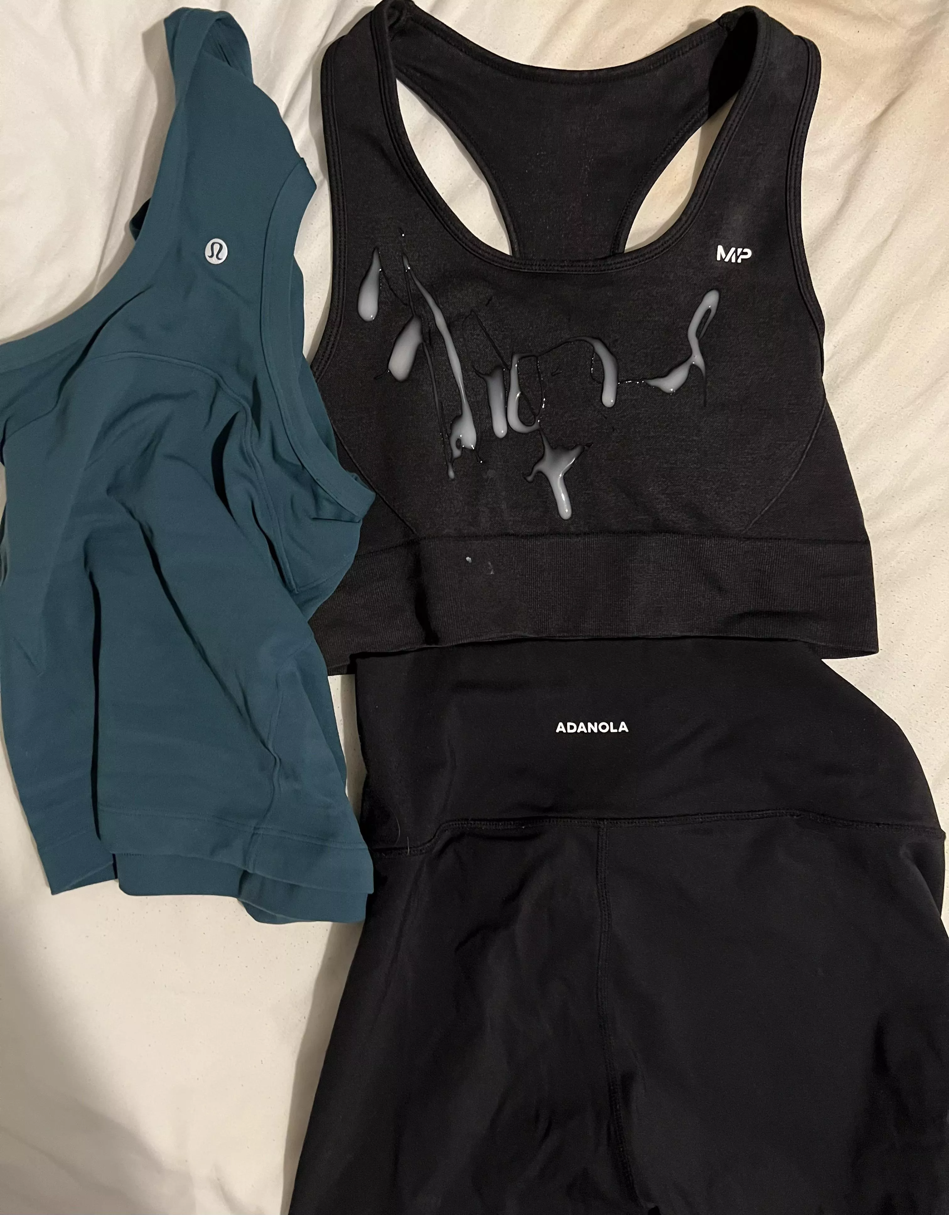 Nice big load onto my gym outfit 