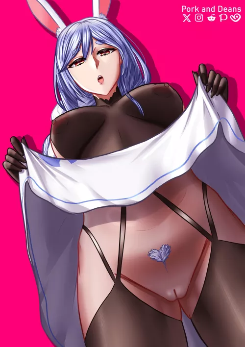 Pekomama lifting her skirt (Pork and Deans)