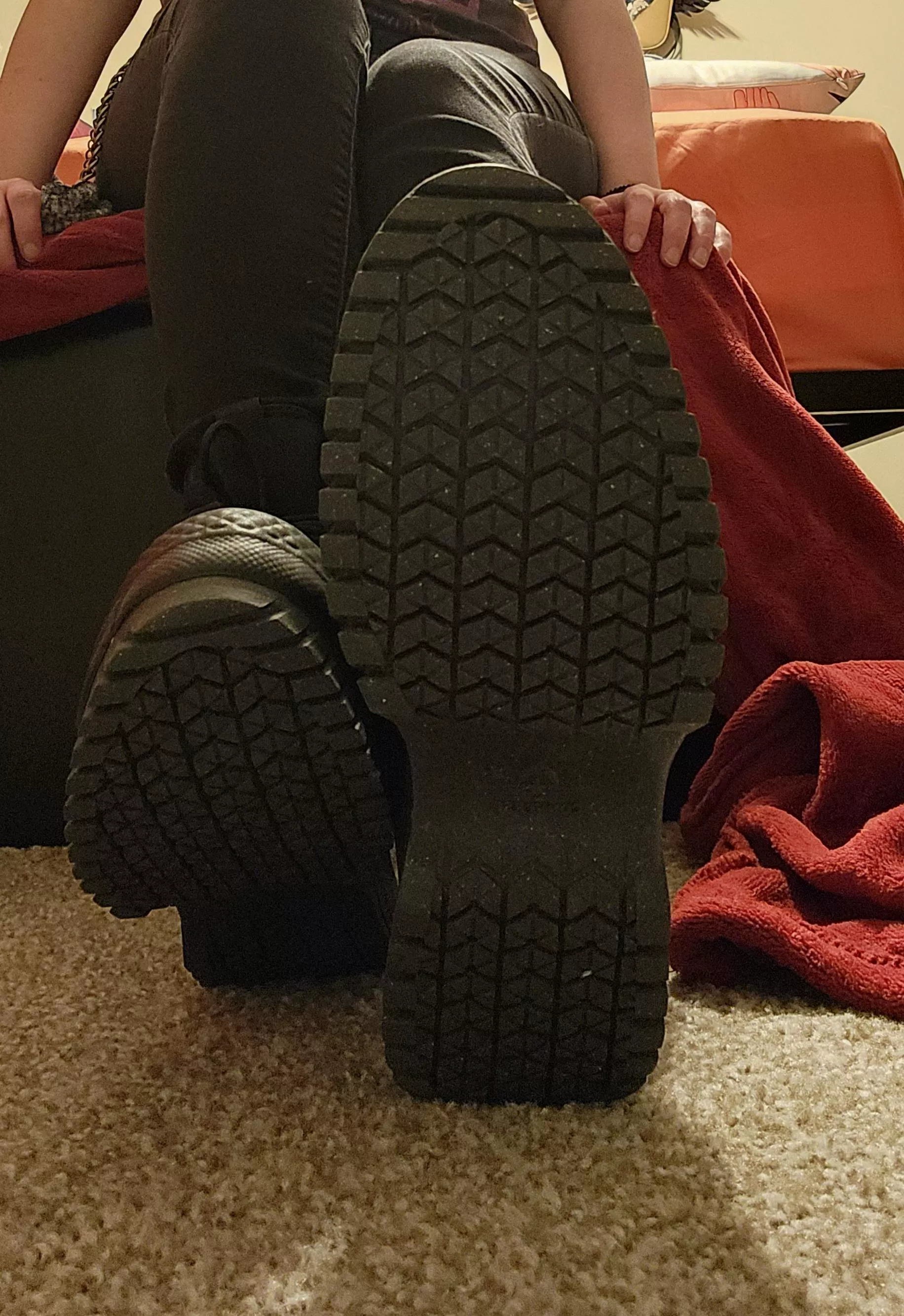 My boots got dirty last night. Clean them for me