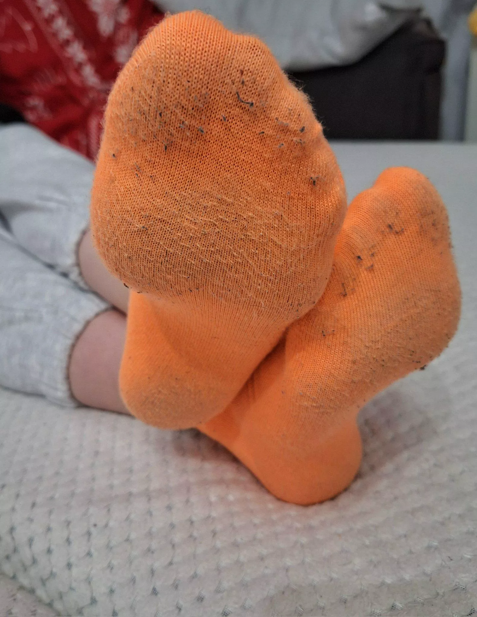 My cute new orange ankle socks got a little dirty (f)