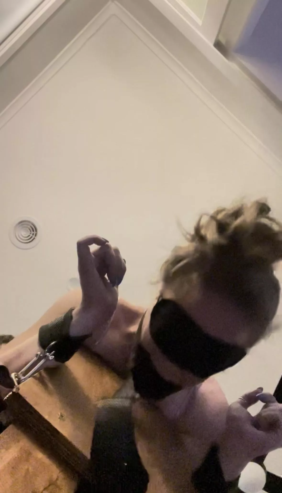 Tied up and ready to lose all control as hubby has his way with me.