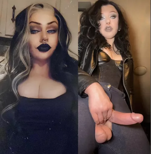 I’m just a horny goth girl who needs every drop of cum drained out of her big balls. Who’s up for the challenge? 😈