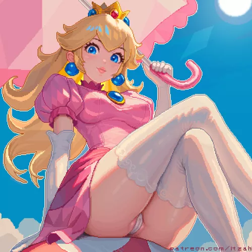 Princess Peach in a pixel picture perfect pose