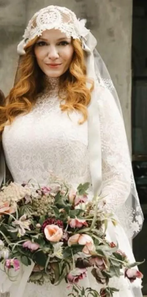 Redhead in a wedding dress