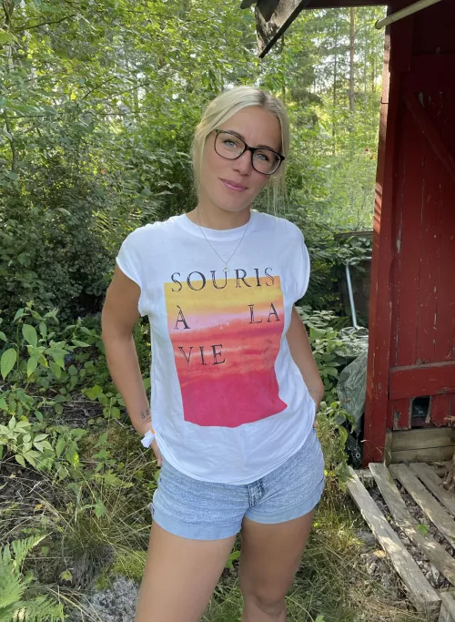 Sensible girl playing in the woods!