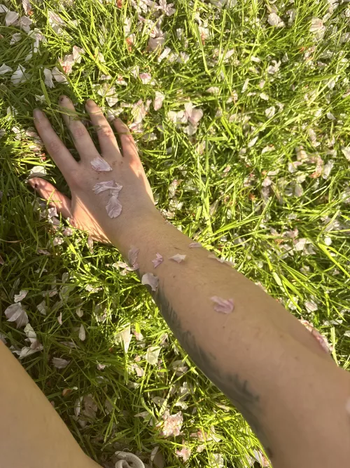 Hands with the flowers