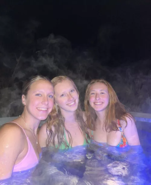 Cuties in the hot tub 