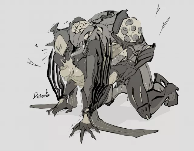 [Garuda] [Nidus Phryke] (@_darienene on Twitter) Nidus squeezing Garuda while making her feel his monster cock.