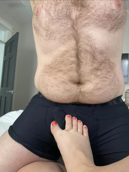 He begs for more than just my foot on him 